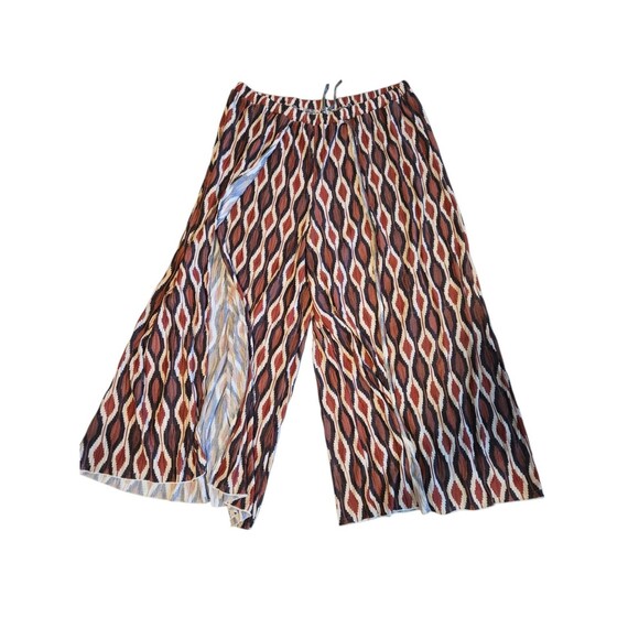 Anthropologie Nami Pull On High Slits Pant Brown Geo Print XLARGE elastic waist - Picture 2 of 9